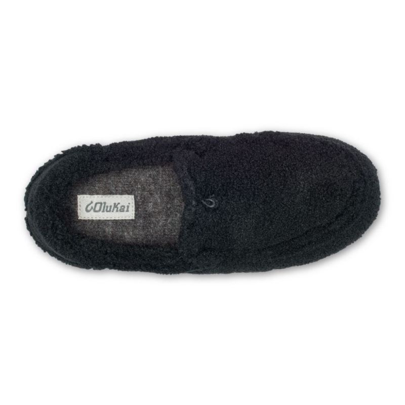 Olukai | Nohea Heu Slipper Women's Fuzzy Slippers - Black - Click Image to Close