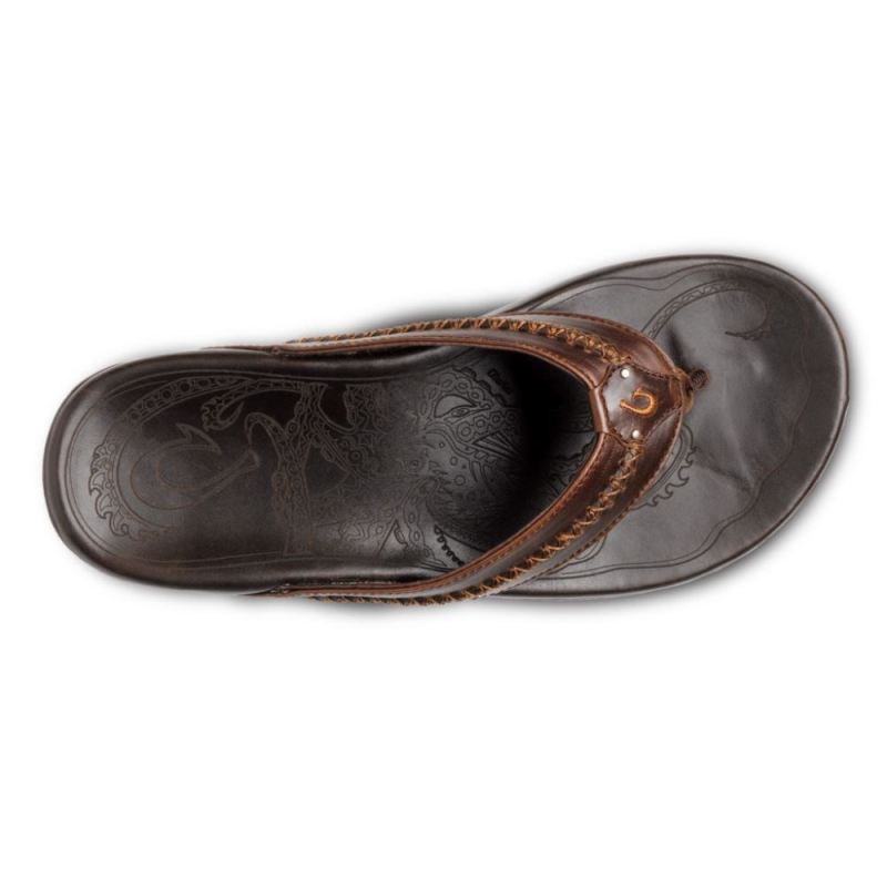 Olukai | Mea Ola Men's Leather Beach Sandals - Dark Java
