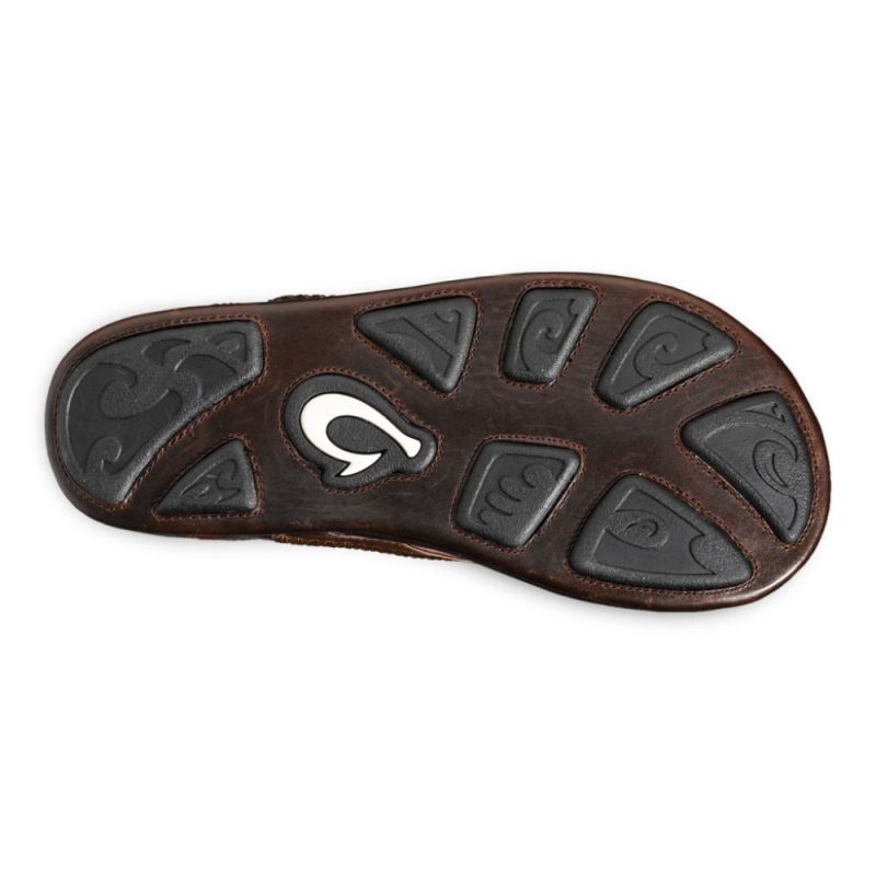 Olukai | Mea Ola Men's Leather Beach Sandals - Dark Java