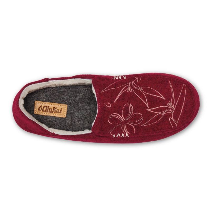 Olukai | Nohea Kilohana Women's Wool Slippers - Red Ochre / Gold - Click Image to Close