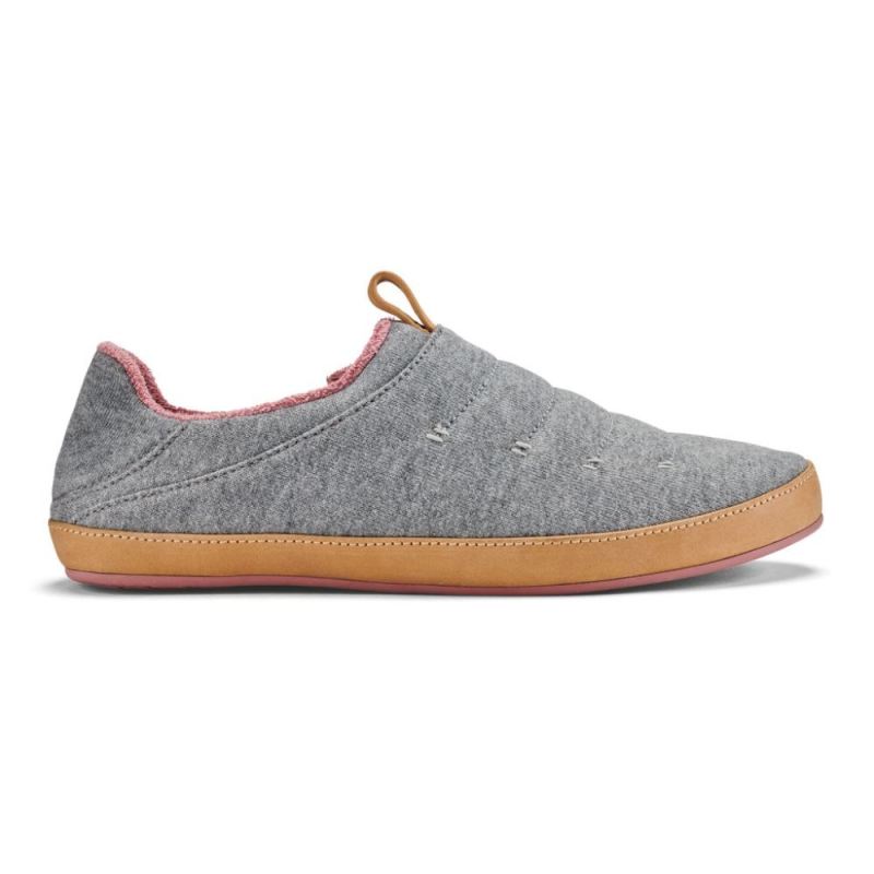 Olukai | Lania Women's Jersey Slippers - Pale Grey / Golden Sand - Click Image to Close