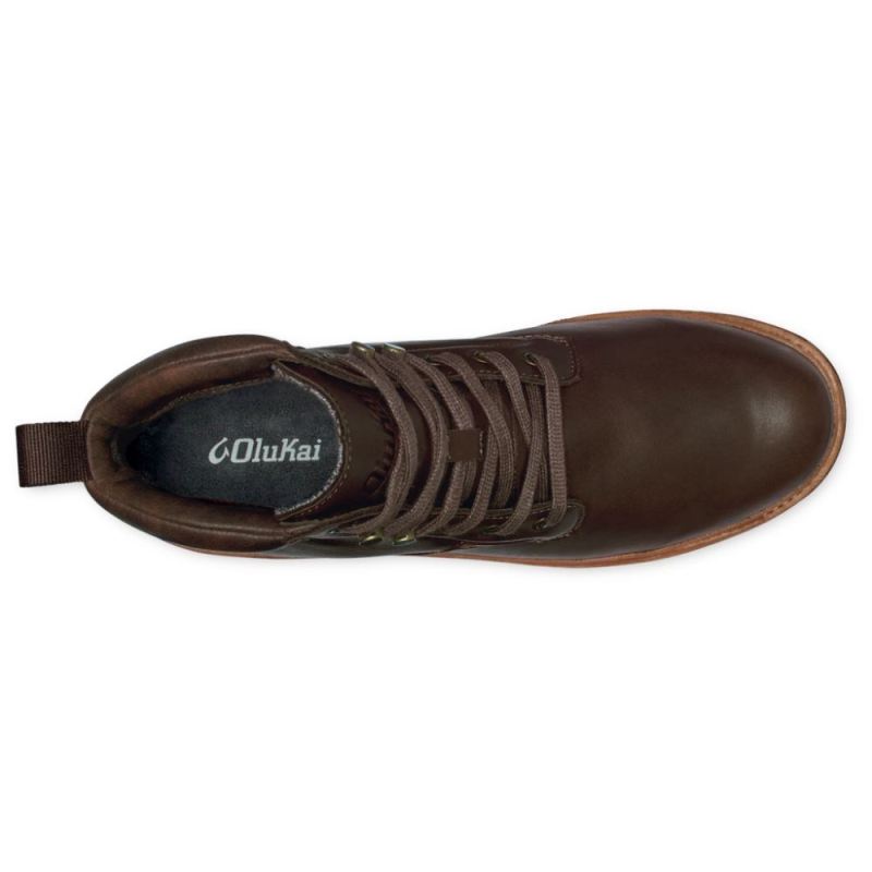 Olukai | Kilakila Men's Leather Boots - Dark Wood - Click Image to Close