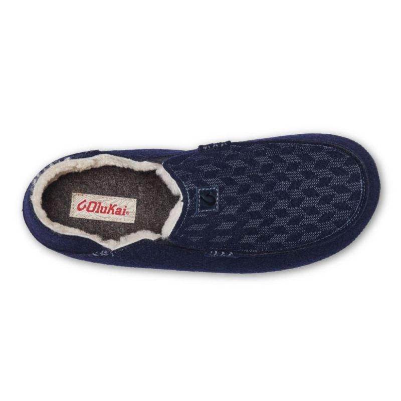 Olukai | Moloa Kilohana Men's Wool Slippers - Trench Blue - Click Image to Close