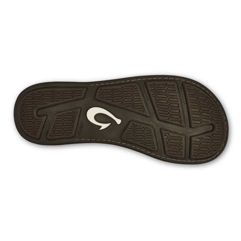 Olukai | Tuahine Men's Leather Beach Sandals - Dark Wood - Click Image to Close