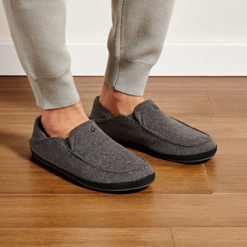 Olukai | Moloa Hulu Men's Wool Slippers - Dark Shadow - Click Image to Close