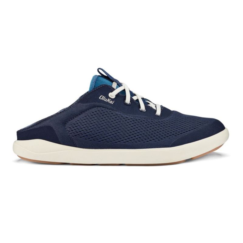 Olukai | Moku Pae Men's Boat Shoes - Trench Blue / Off White - Click Image to Close