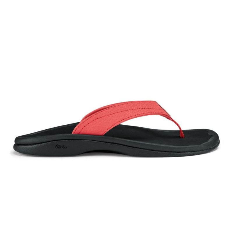Olukai | Ohana Women's Beach Sandal - Hot Coral / Black